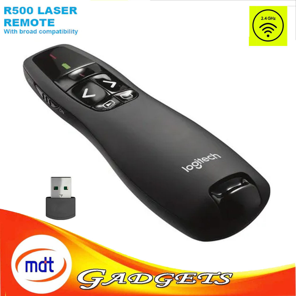 Logitech R500 Laser Presentation Remote Clicker with Dual Connectivity