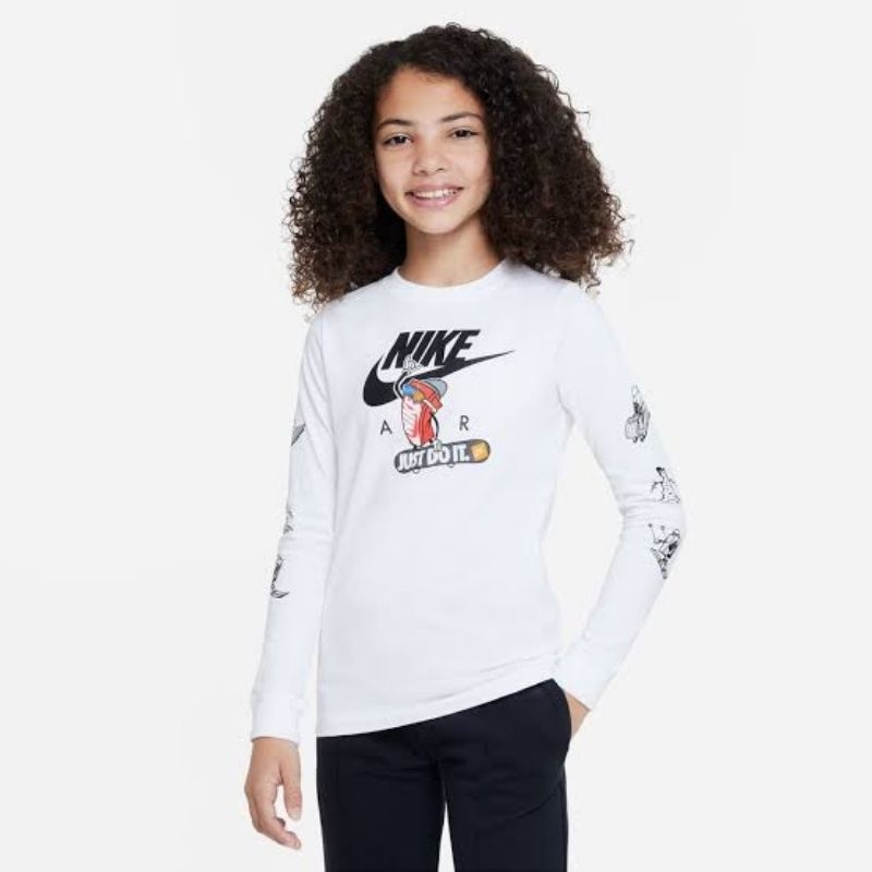 Nike JUST DO IT Long Sleeves Big Kids WHITE (Unisex) | Shopee Philippines