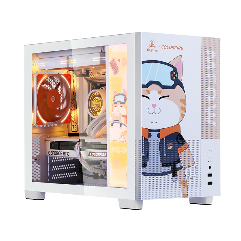 Segotep Memphis-S Meow PC Mesh or Tempered Glass Case, Computer Case ...