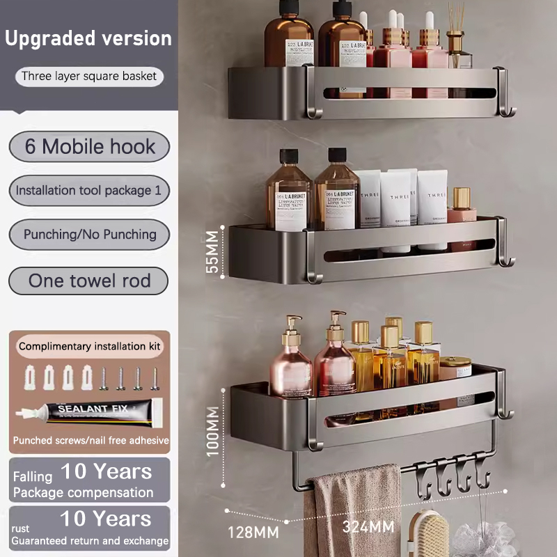 FPX Bathroom Organizer Storage Shelf Rack Space Stainless Aluminum ...