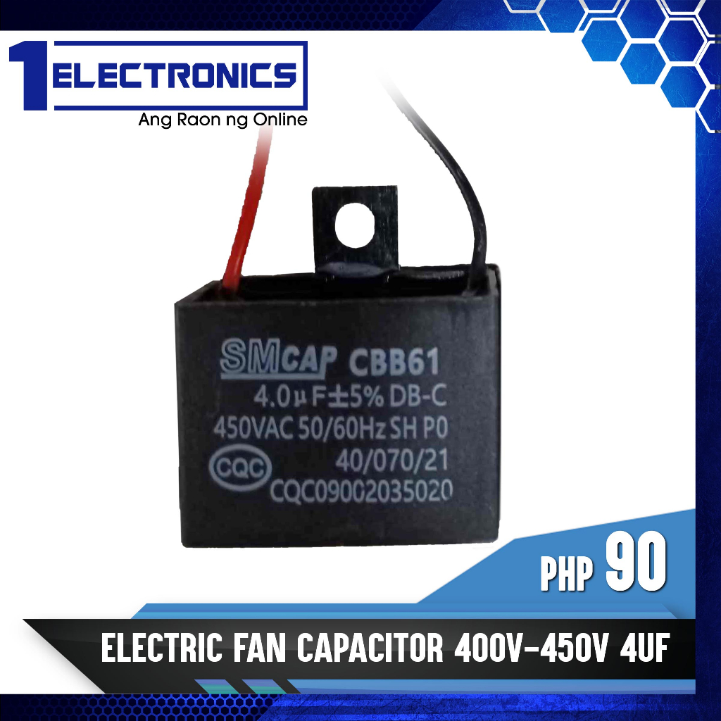 1Electronics 1pc Electric Fan Capacitor 400V450V 4uf Shopee Philippines