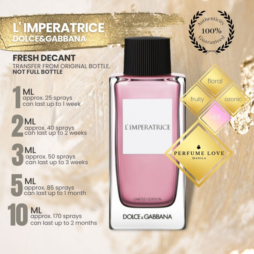PERFUME DECANT DG L' Imperatrice eau de toilette fruity, floral, ozonic