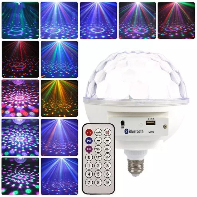 BLUETOOTH REMOTE CONTROL LED SMART MUSIC BULB DISCO LIGHT WITH FREE USB ...