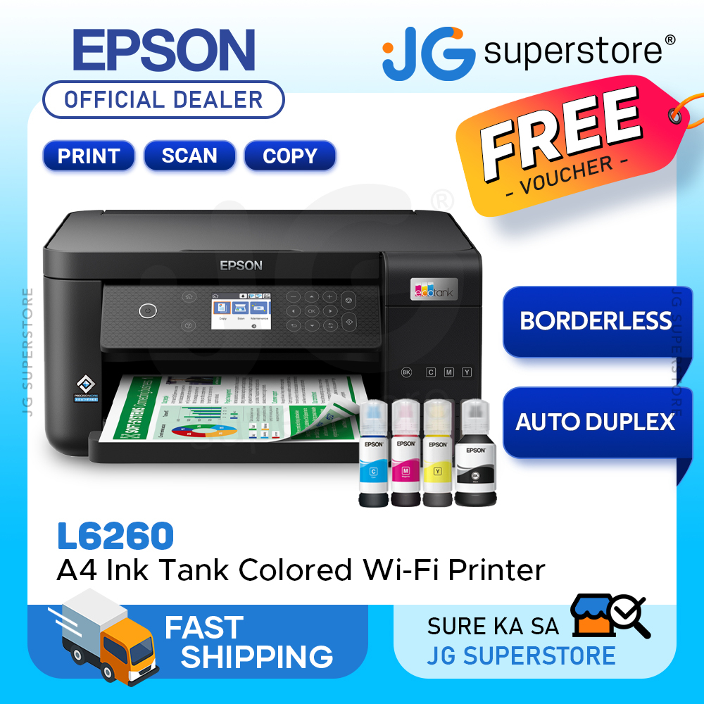 Epson EcoTank L6260 A4 Colored WiFi Duplex AllinOne Ink Tank Borderless Printer Print, Scan