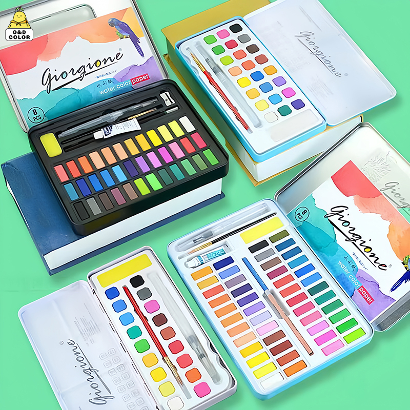 48 Colors Solid Watercolor Paint Set Watercolour Water Color