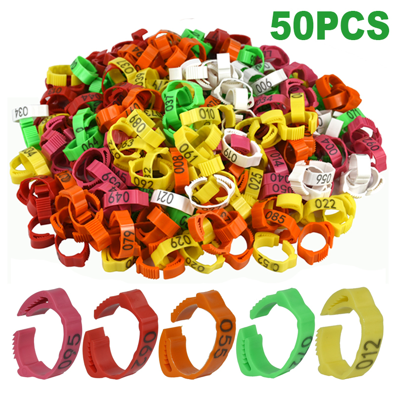 50/100Pcs Adjustable Numbered Chicken Leg Ring Poultry Foot Label