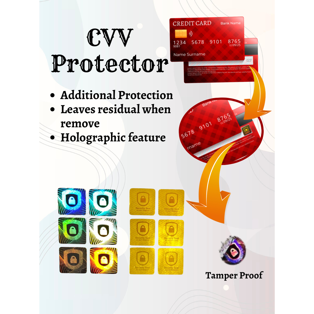 CVV Sticker cover hologram for credit card and debit card protection