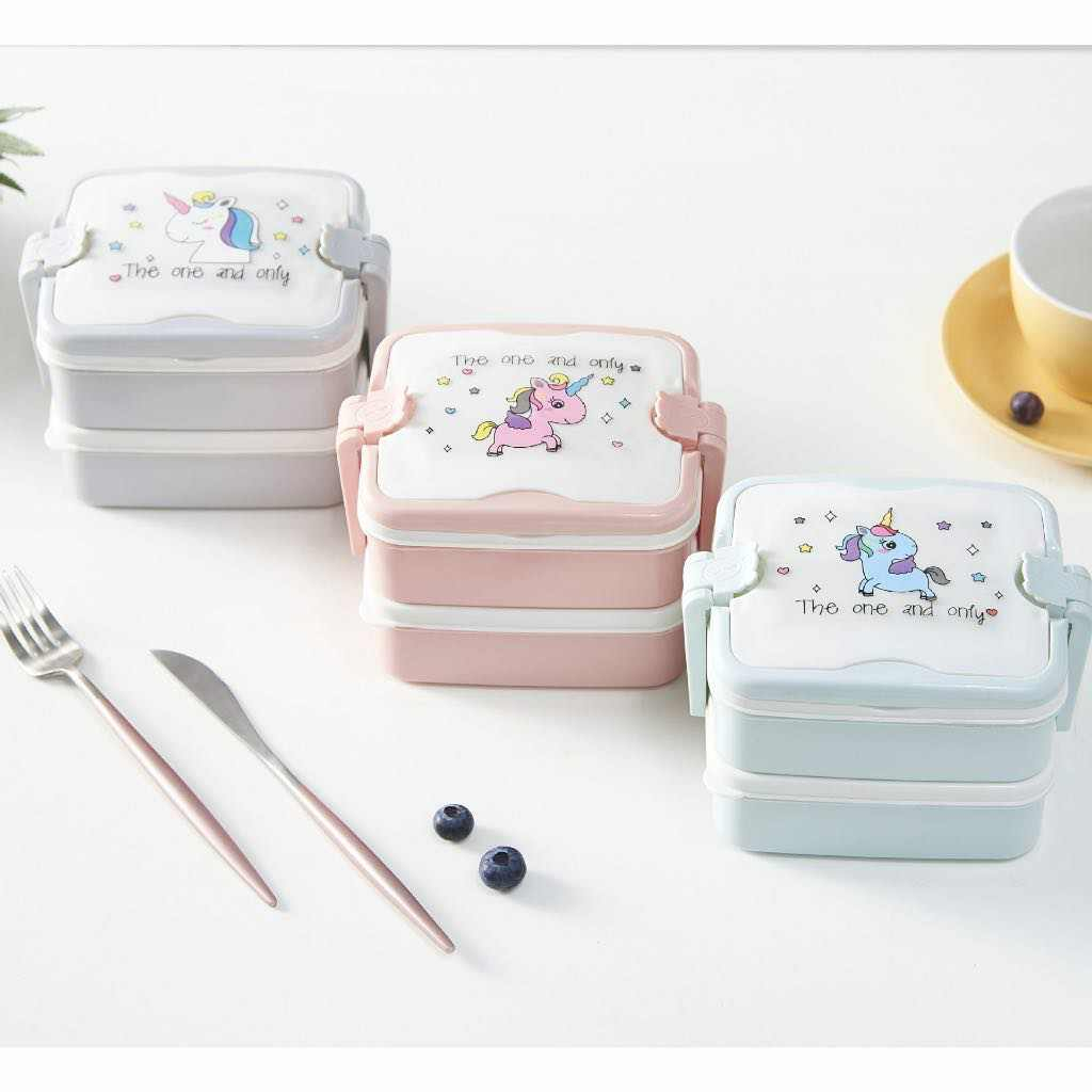 Unicorn lunch box double-layered cartoon character lunch box creative ...