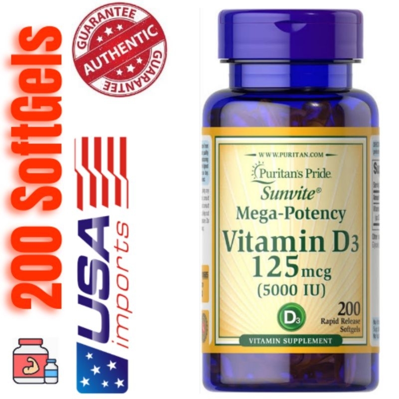 Puritans Pride Vitamin D3 5,000 IU , 200 Count (Expiration date2026
