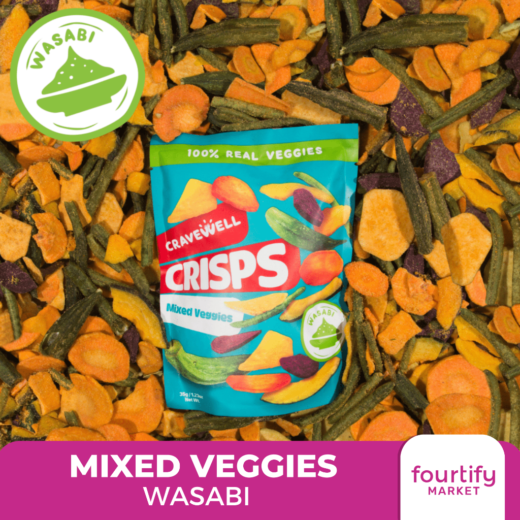 Cravewell Mixed Veggie Crisps Wasabi 35g (Savory, No Cholesterol