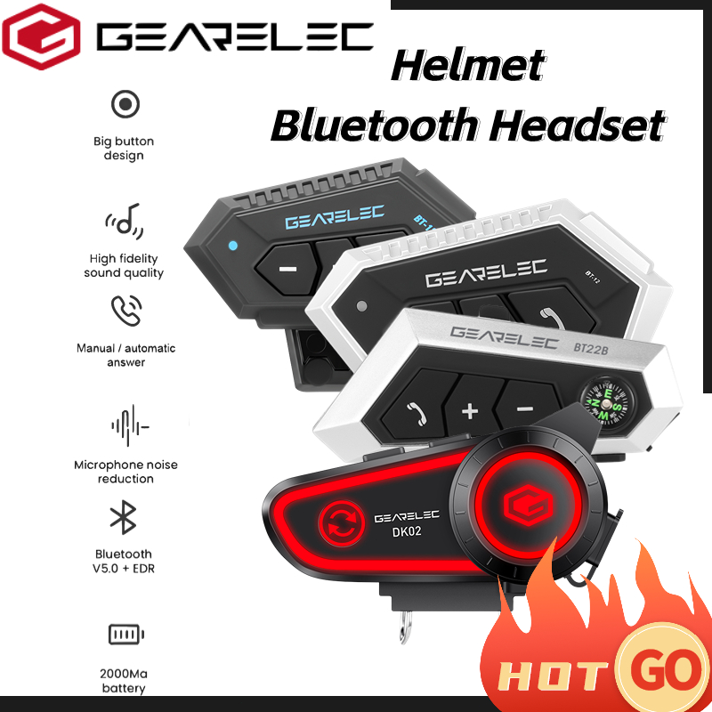 GEARELEC Motorcycle Helmet Bluetooth Headset Motorbike Wireless Earphones with Hard Microphone