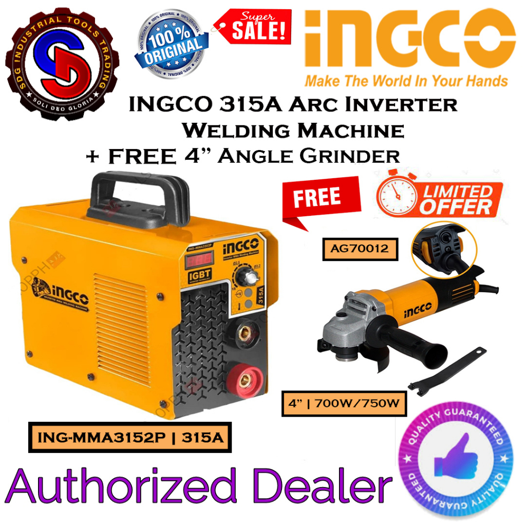 INGCO 315A Arc Inverter Welding Machine + FREE Angle Grinder or Impact ...