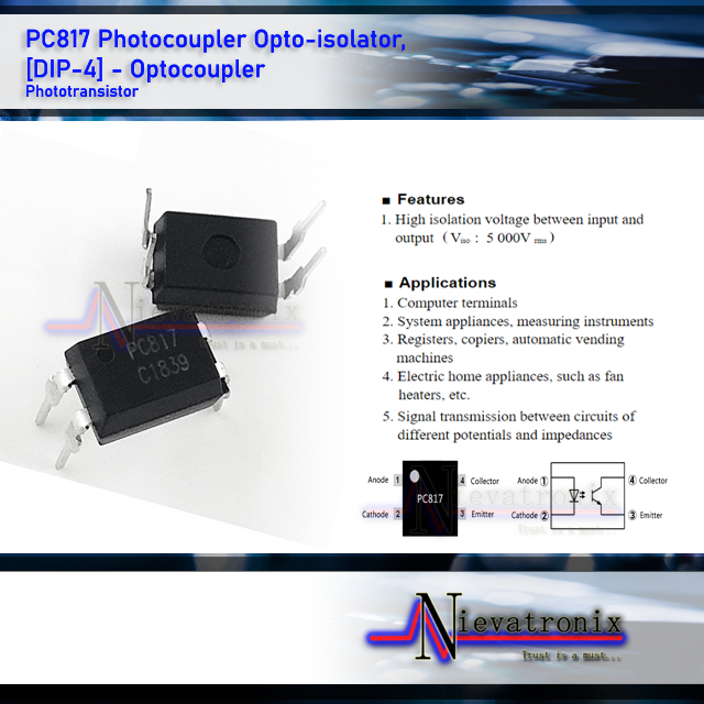 1pc PC817 Photocoupler Optoisolator, [DIP4] Optocoupler