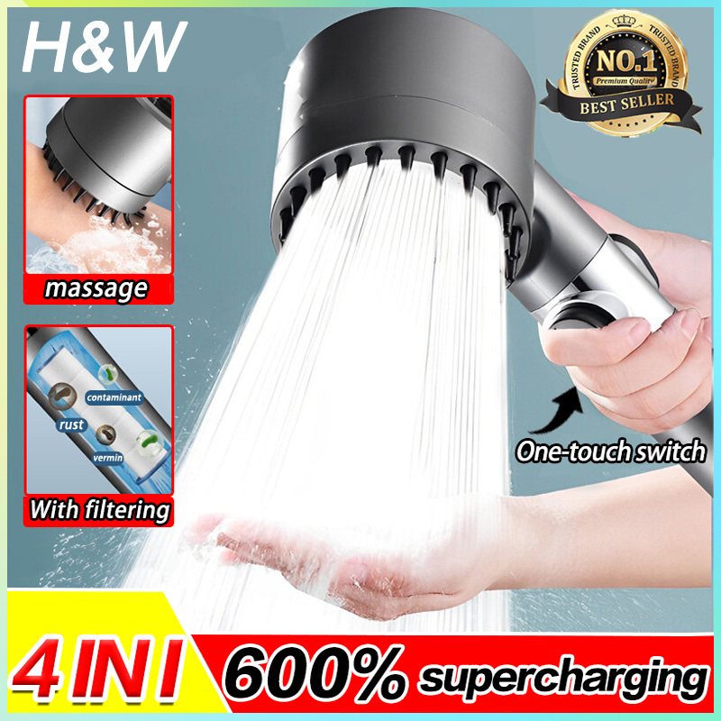 H&W Water Saving Shower Head 3 Modes Adjustable High Pressure Shower ...