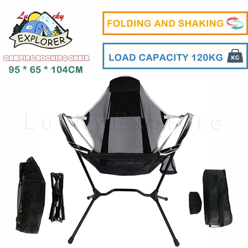 Outdoor Rocking Chair Aluminum Camping Fishing Chair Folding Backrest ...