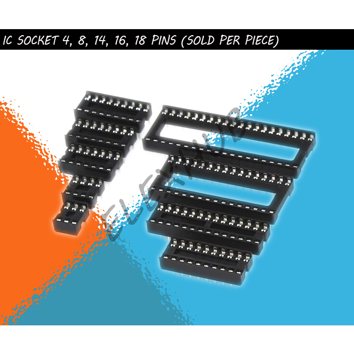 IC SOCKET 4, 8, 14, 16, 18 PINS (Integrated Circuit Socket) Shopee