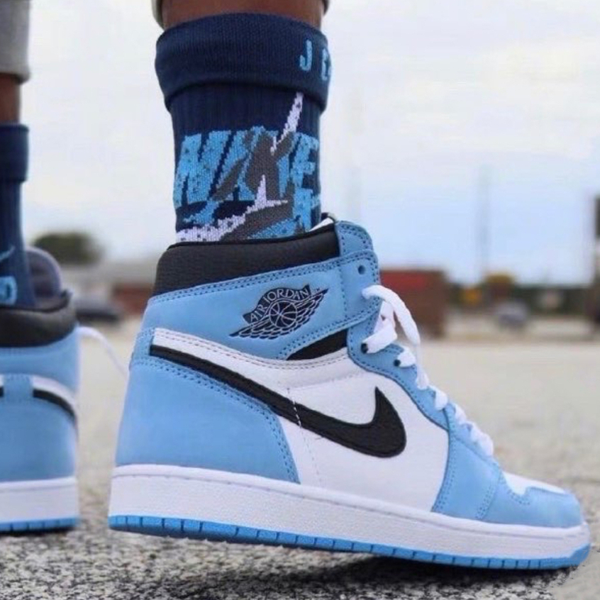 High cut university blue basketball shoes for man woman sneakers with