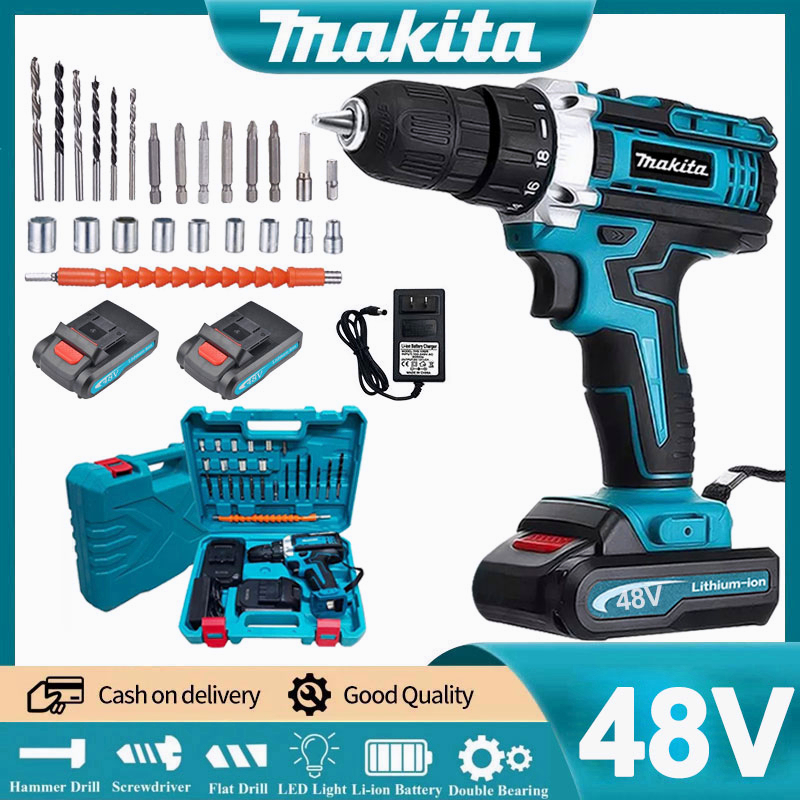 Makita 48V Cordless 2x Battery Electric Drill Cordless Impact Drill ...