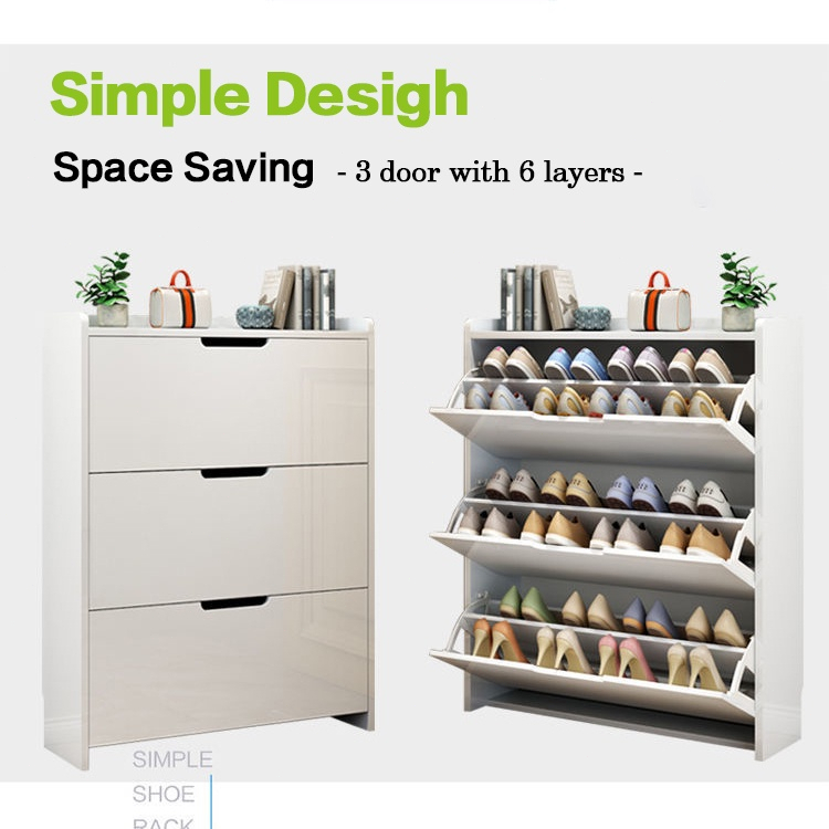 EXINHOME Shoe Cabinet Wood Flip Shoe Cabine Storage Shoe Rack Organize ...