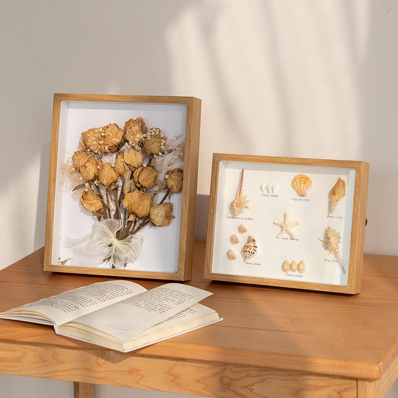 Craft Gifts 5cm Depth Hollow Shadow Wooden Art Box with Stand Dry