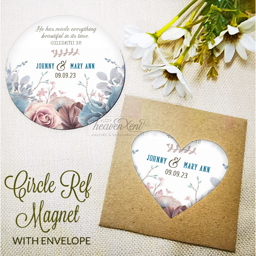 Personalized Circle Ref Magnet Souvenir Giveaway Customized For Wedding