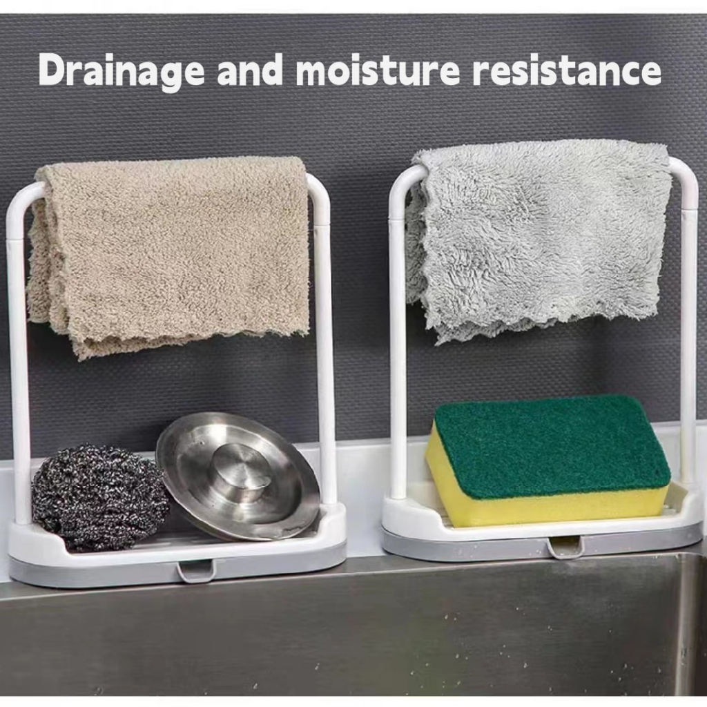 Sink Scouring Pad Holder Drain Rack Organizer Sponge Holder Soap Dish ...