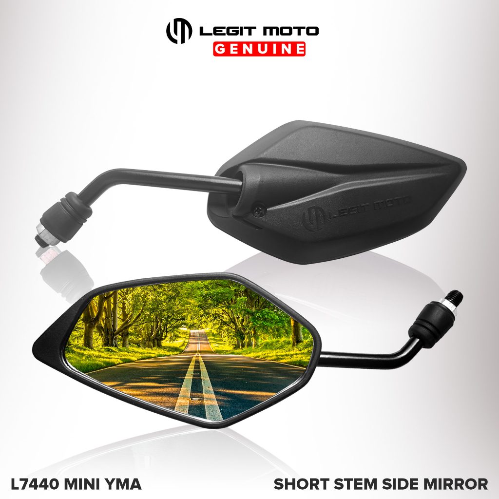 LEGITMOTO ADJUSTABLE SIDE MIRROR SHORT STEM L7440 CLEAR AND NONGRADED