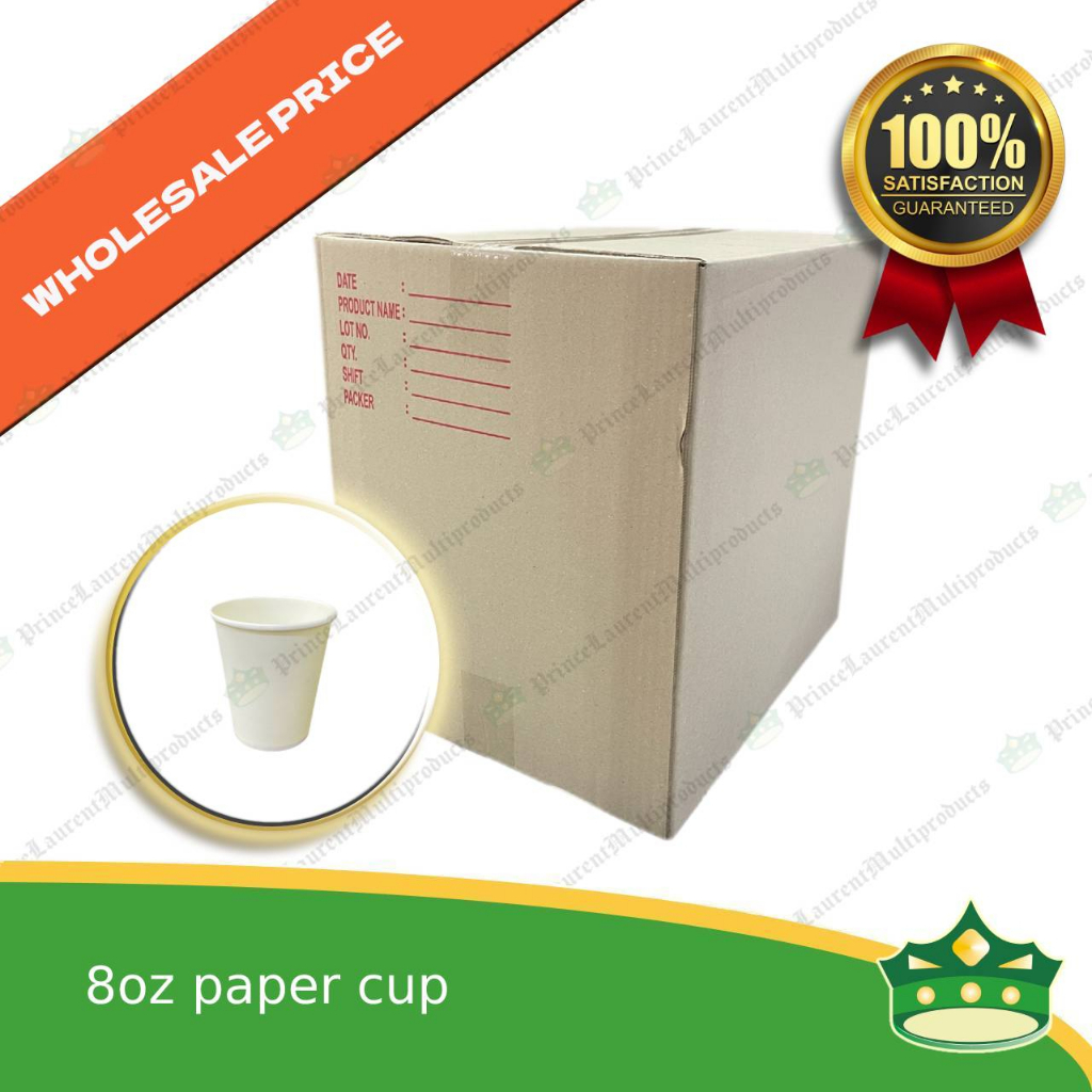 [1000 pcs] 8oz paper cup plain white 75mm good quality food grade for ...