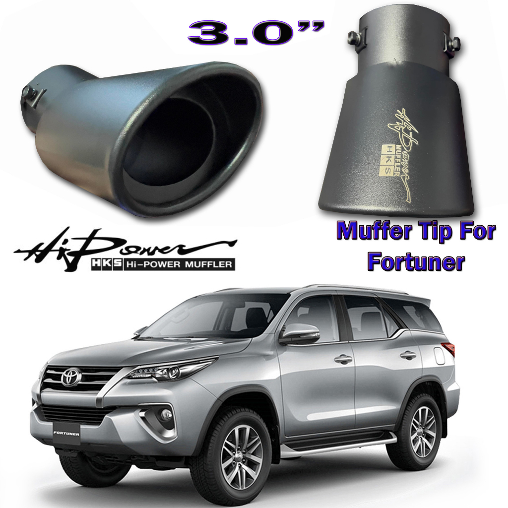 Toyota Fortuner MUFFLER TIP MATTE BLACK 3" HKS Curved Universal 3.0