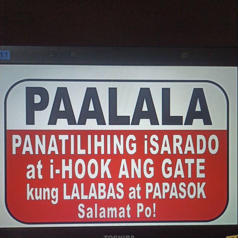 Panatilihing Isarado At I Hook Ang Gate Signage A4 Size Pvc Hard Plastic Shopee Philippines 4084