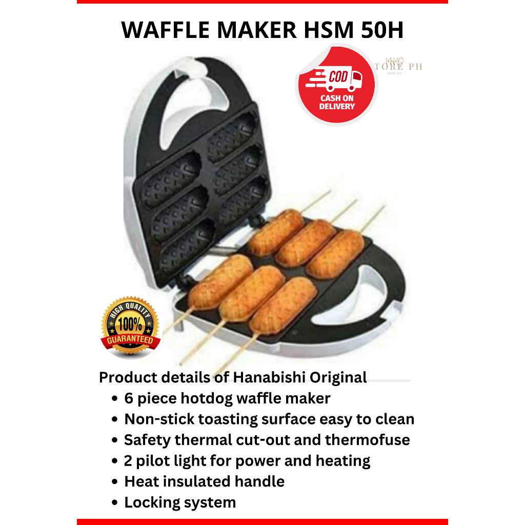 Waffle Maker HSM50H HSM 50H NonStick Hotdog Hanabishi Original