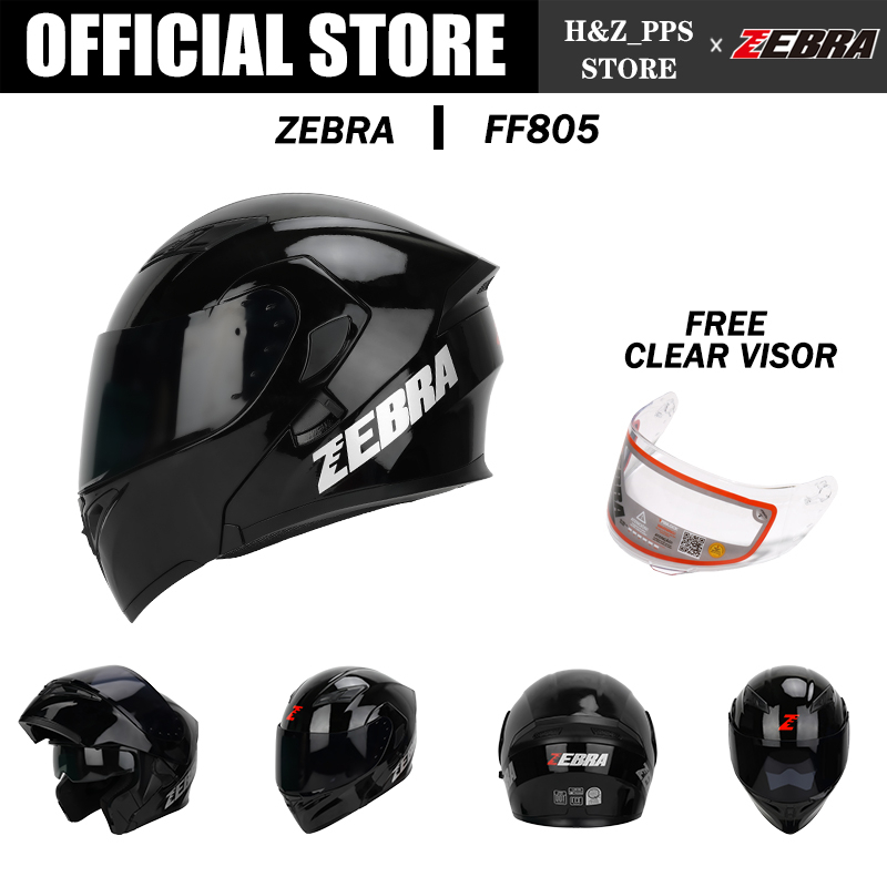 Zebra Ff805 W D Dual Visor Full Face Motorcycle Helmet Modular Shopee