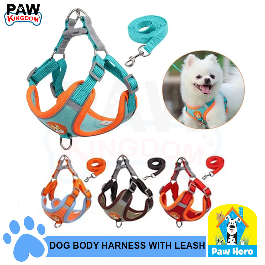 Dog Harness with Leash Set Reflective Walking Running Dogs Collars No