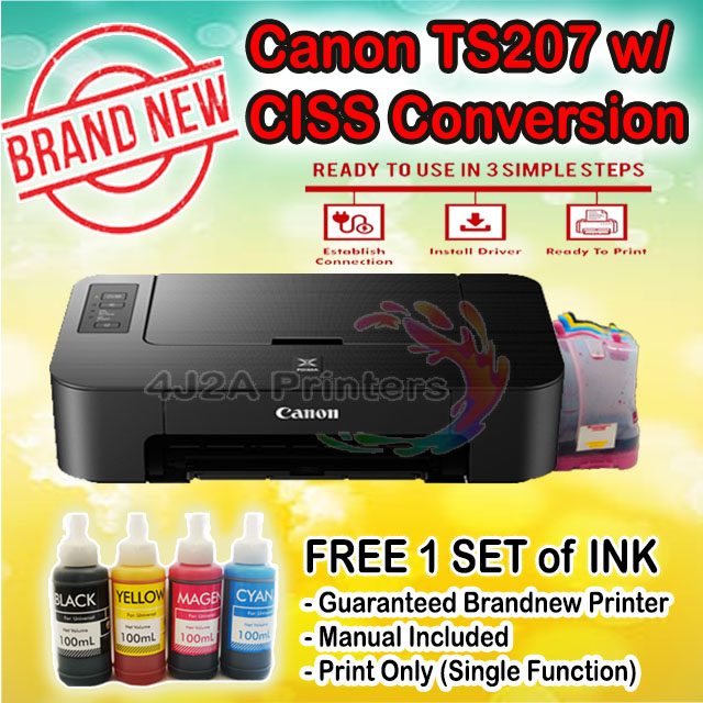 Canon Pixma TS207/TS307 (wifi) Brand New with CISS and FREE 1 set of