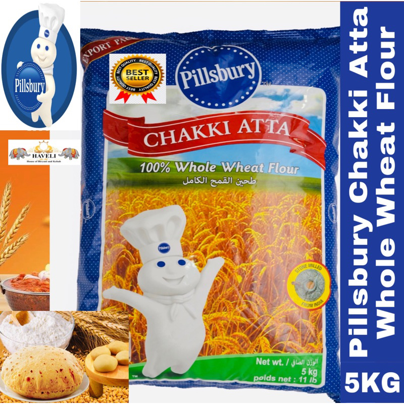 Pillsbury Chakki Fresh Atta Flour - 100 Percent Whole Wheat Grain Atta ...