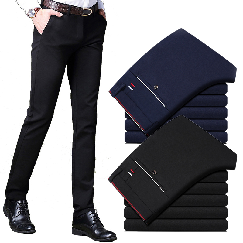Men's Formal Pants Casual trouser Office ice silk suit pants high