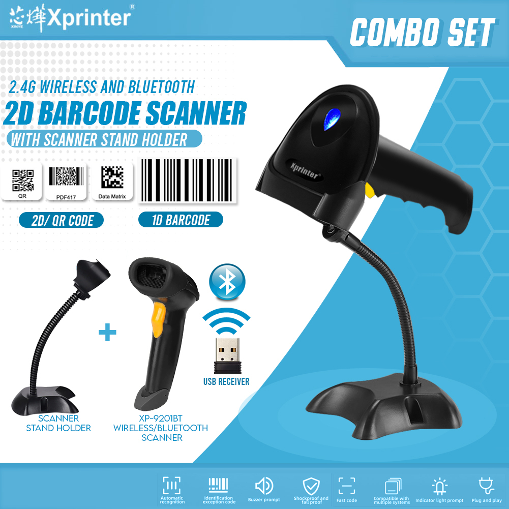 Xprinter XP-9701G Handheld 2.4G Wireless 2D/QR Barcode Scanner Bar Code ...