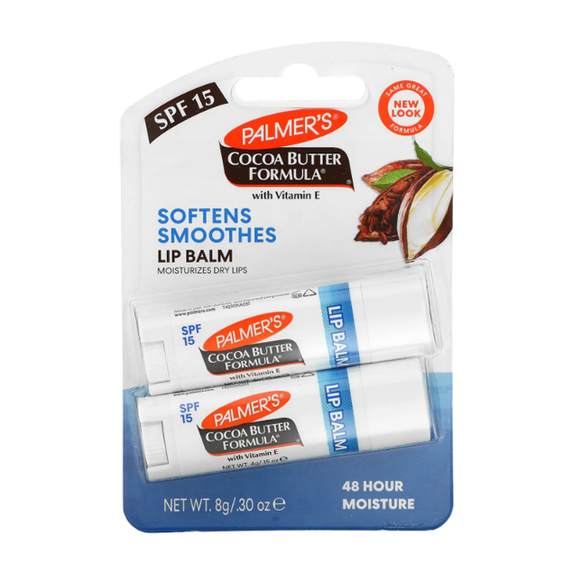 Palmer's Cocoa Butter Formula Lip Balm SPF 15, Softens Smoothes, 2 Pack