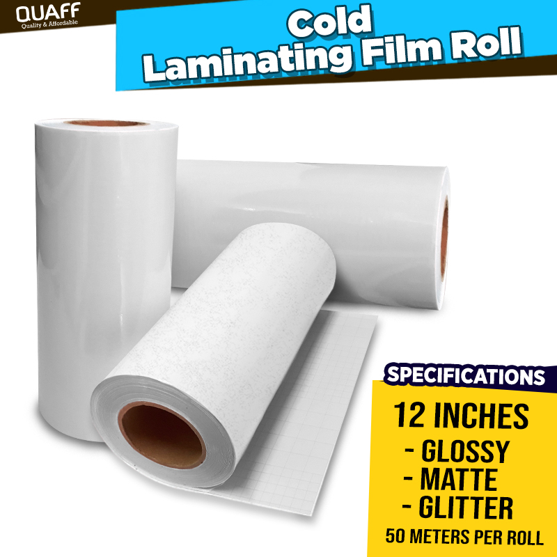 QUAFF Cold Laminating Film Roll 12 In x 50M Matte Glossy & Glitter ...