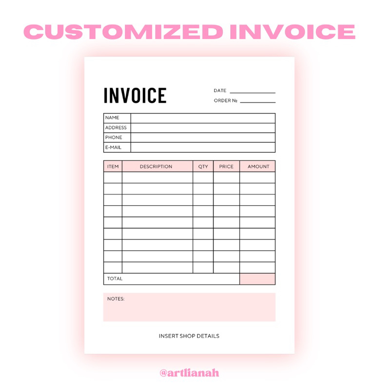 Customized Order Slip Sales Invoice Receipt Non BIR 4x5 inches (A6 ...