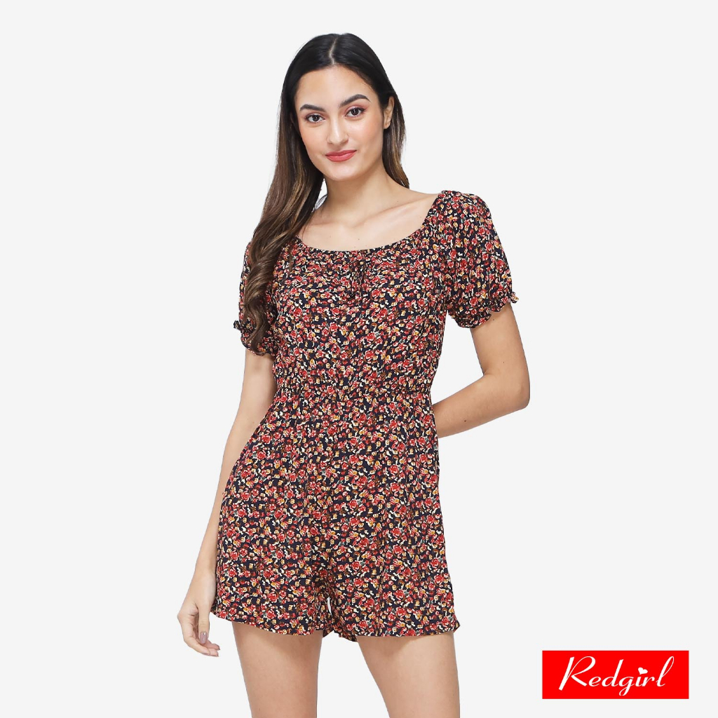 Red Girl Short Sleeves Square Neck Romper RSLT08-0079 | Shopee Philippines