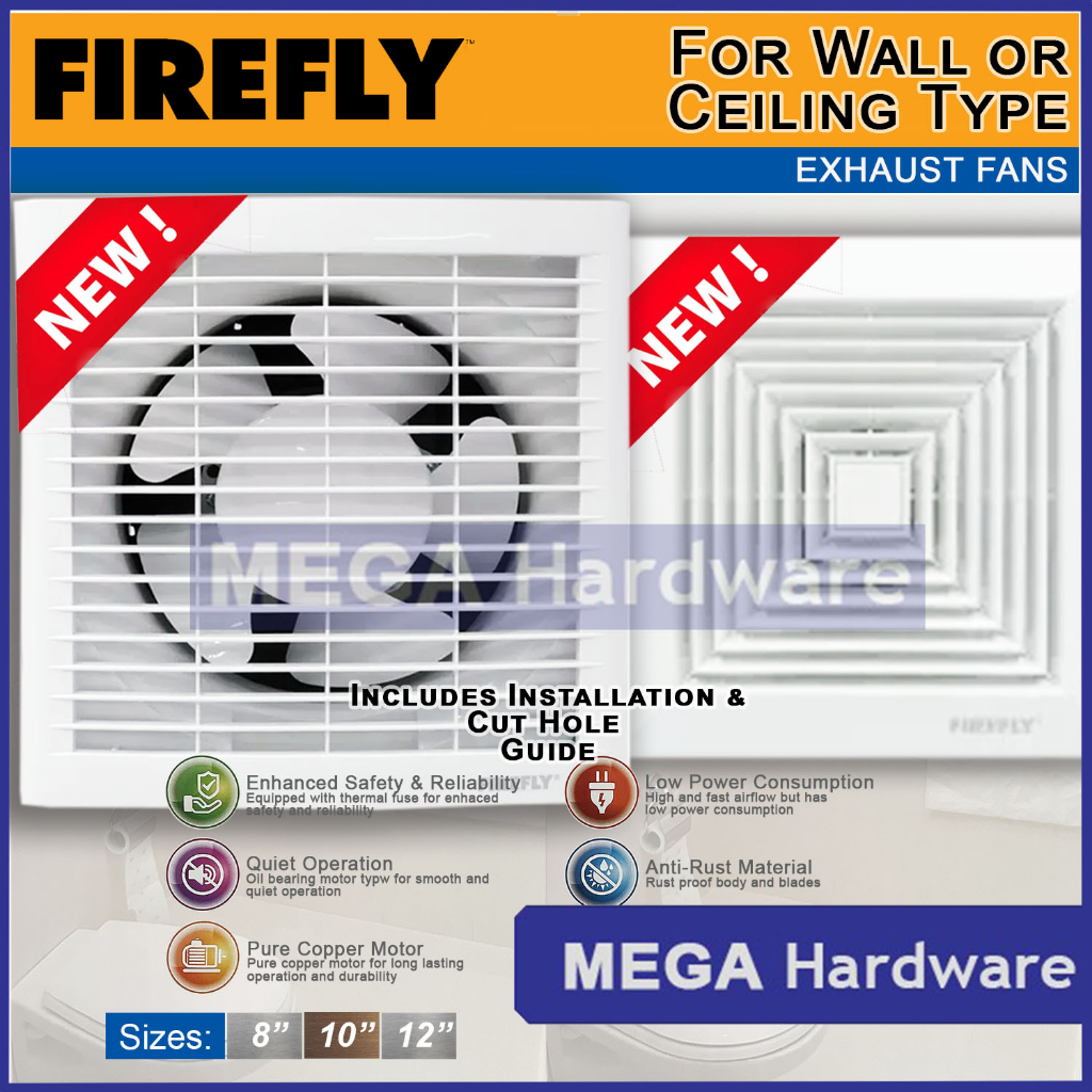 FIREFLY Exhaust Fan for Ceiling / for Wall (8", 10", 12") Shopee