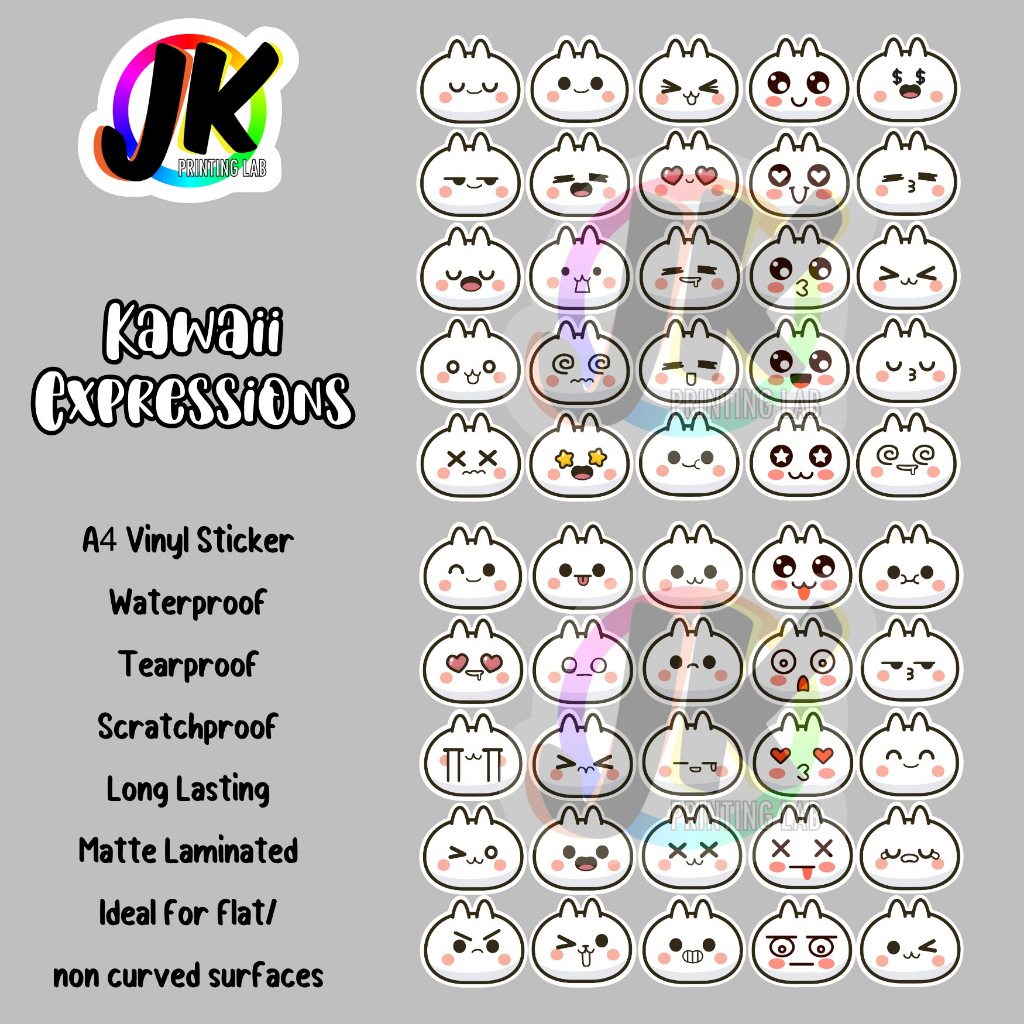Kawaii Expression Vinyl Sticker Set [50pcs] | Shopee Philippines