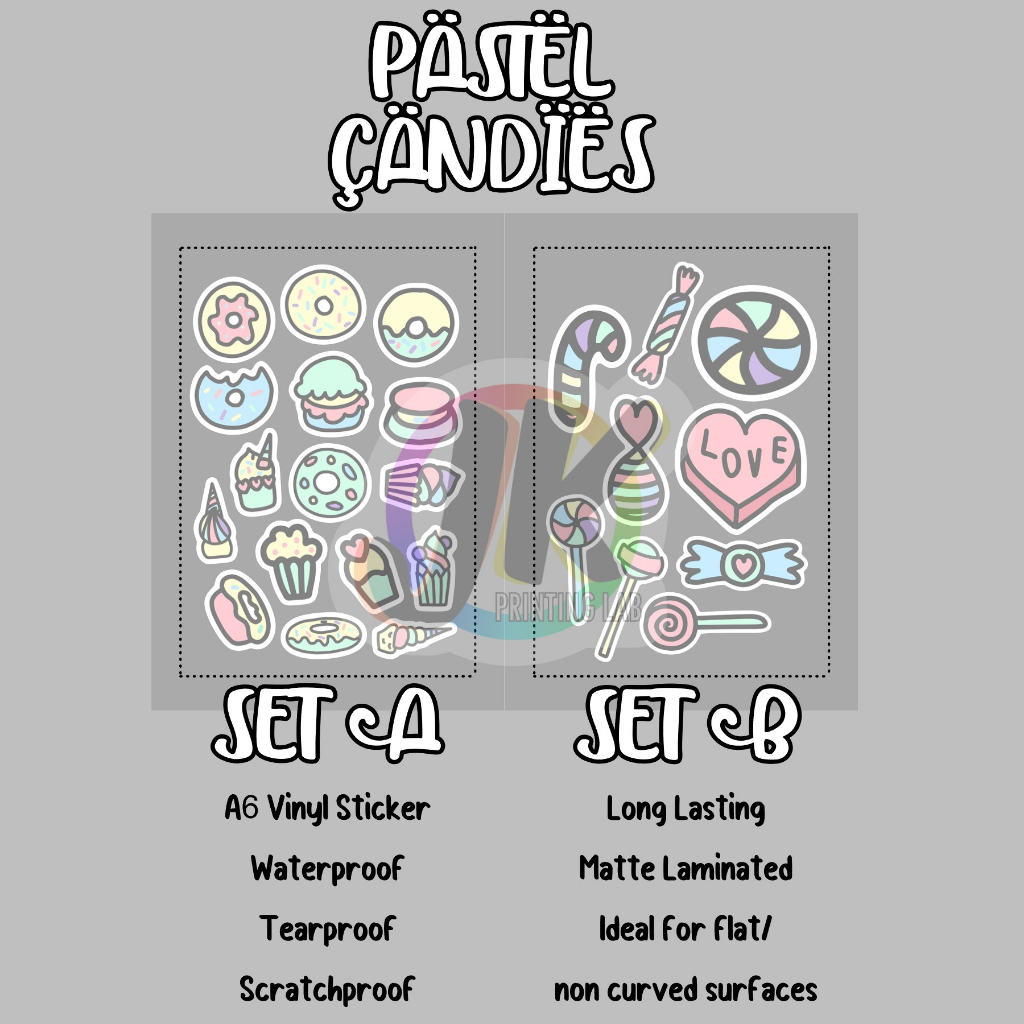 Pastel Candies Vinyl Sticker Set [A6] Shopee Philippines