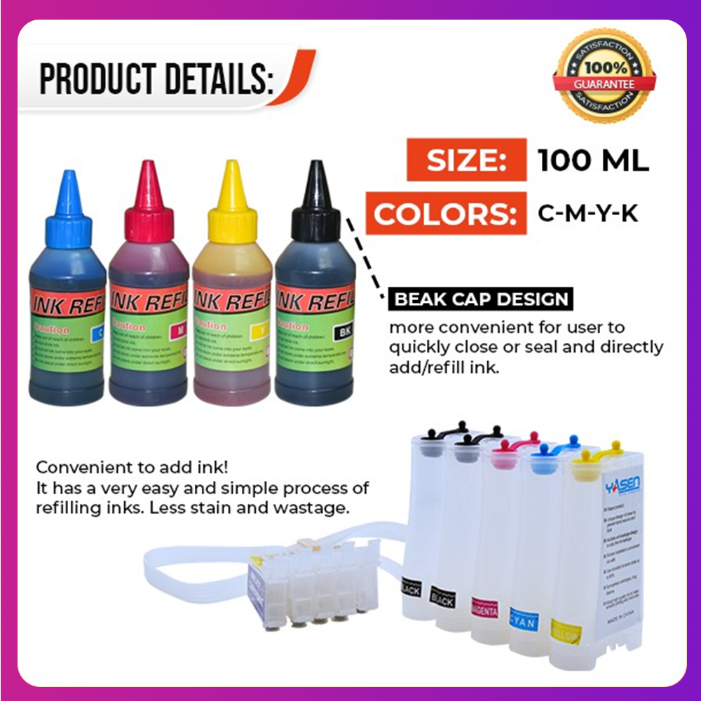 Refill Ink for Epson 100ml for Inkjet Printer | Shopee Philippines