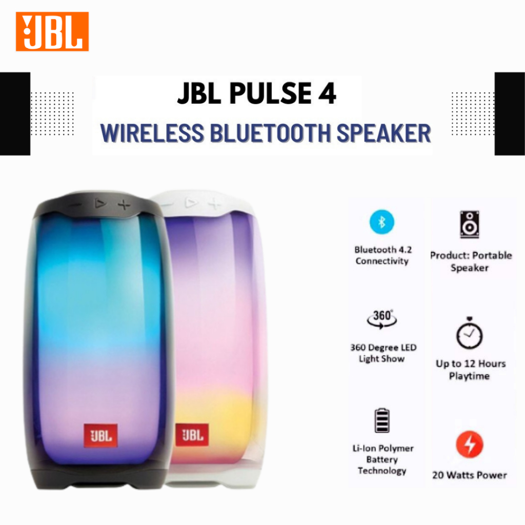 JBL Pulse 4 Portable Bluetooth Speaker with 360 Degree Surround Sound