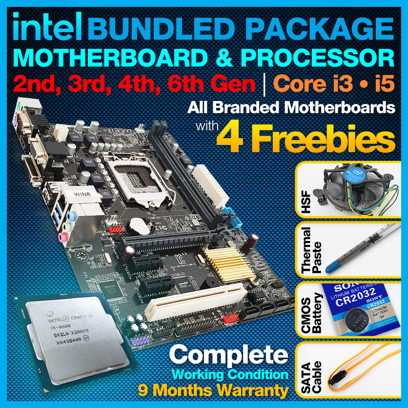 Intel Processor & Motherboard Bundle Package 2nd/3rd, 4th, 6th 9th Gen i3 and i5 with 4 Free