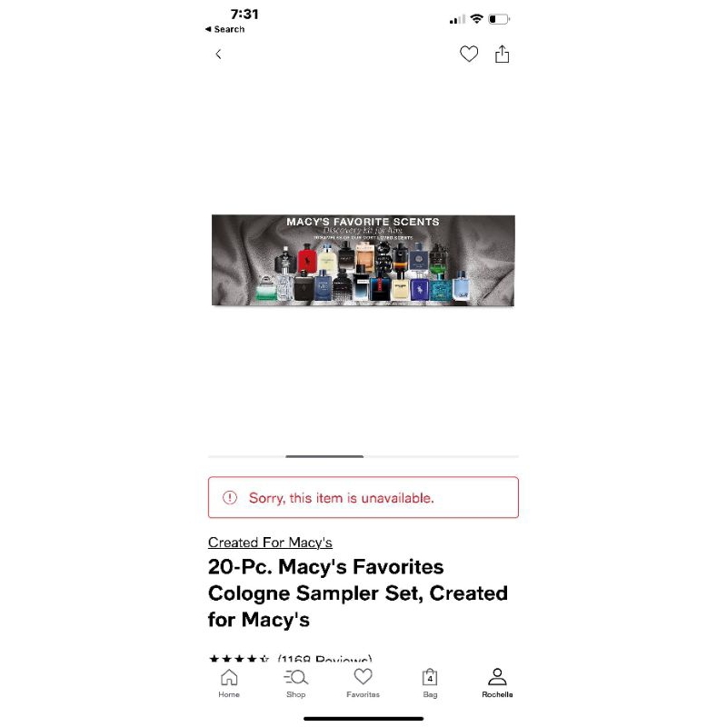 Original 20pcs Macy's for him mens Favorites Cologne Sampler set from