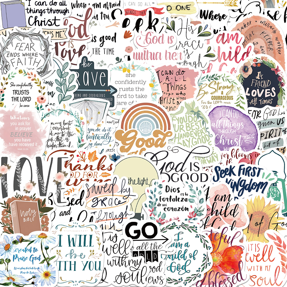 Bible Phrase Series Stickers 52pcs Set Fashion Diy Phone Laptop 