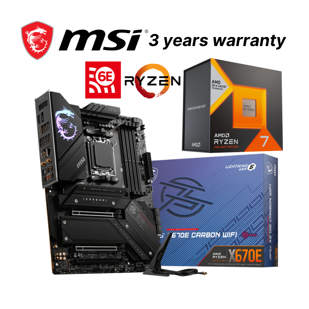 AMD Ryzen 7 7800X3D Desktop Processor with MSI MPG X670E Carbon WiFi